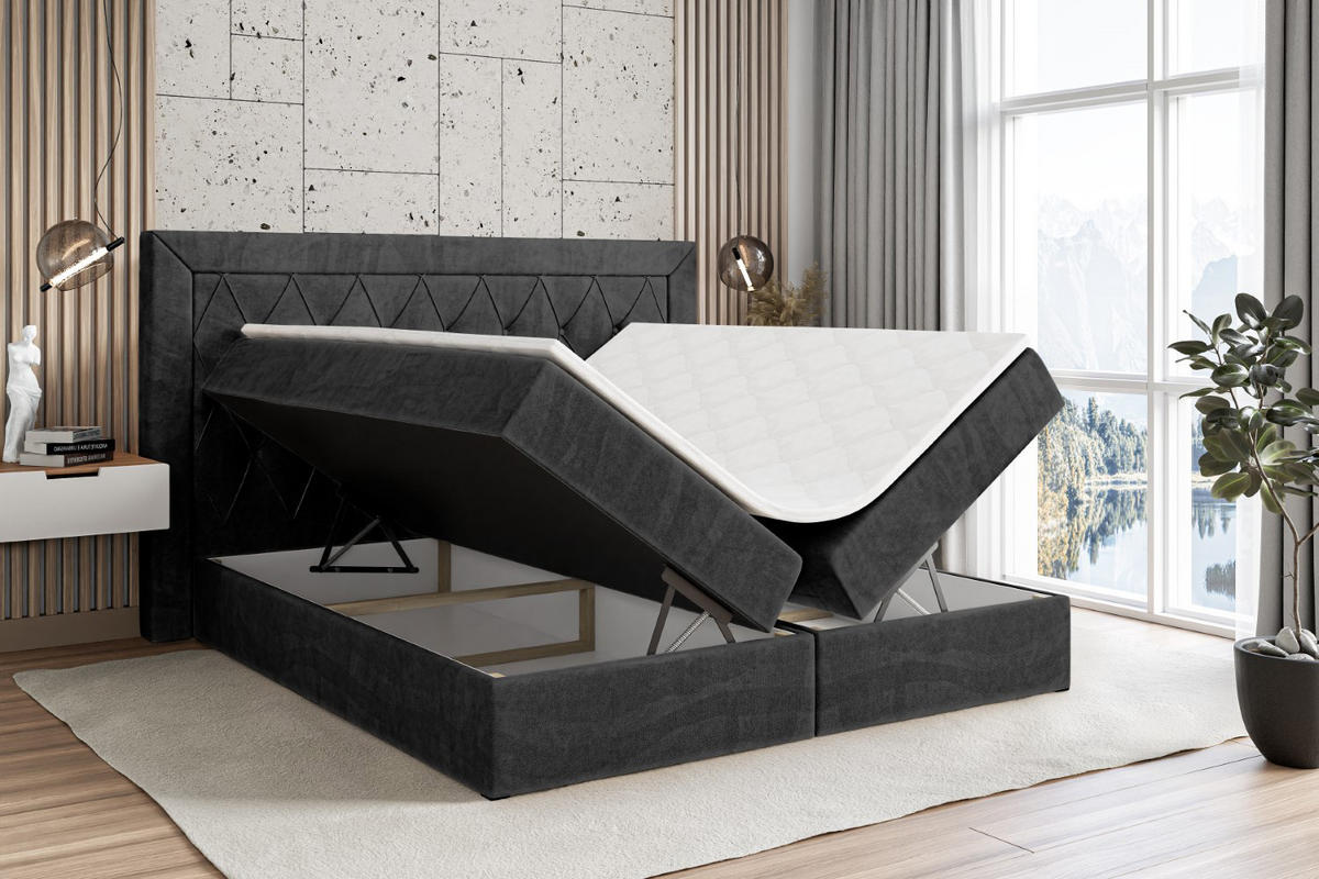 BOXBETT mit H4-Matratze und Lattenrost - NOEL - 120x200 Schwarz - Schwarz, Holzwerkstoff (120/200cm) - ALTDECOR