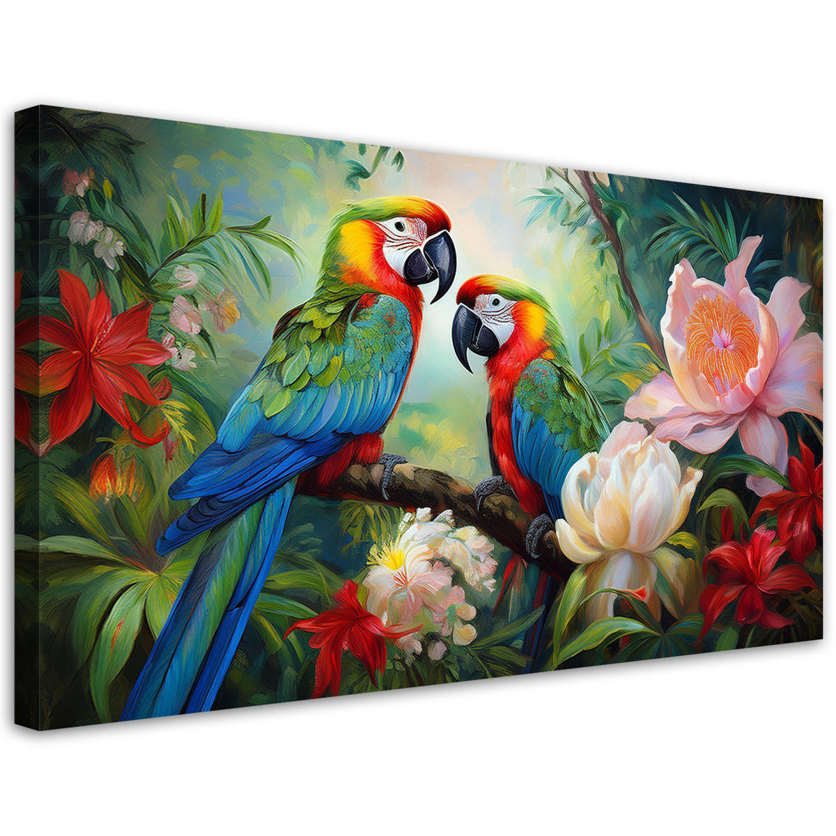 LEINWANDBILD Bunte tropische Dschungelpapageien - Multicolor, Textil (80/40cm) - Feeby