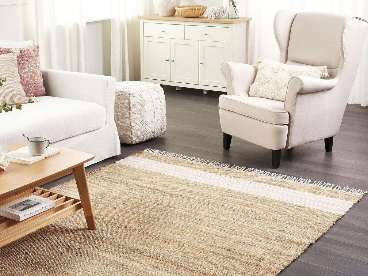 TEPPICH geflochten Mirza 230/160 cm - Beige, Naturmaterialen (160/230cm) - Beliani