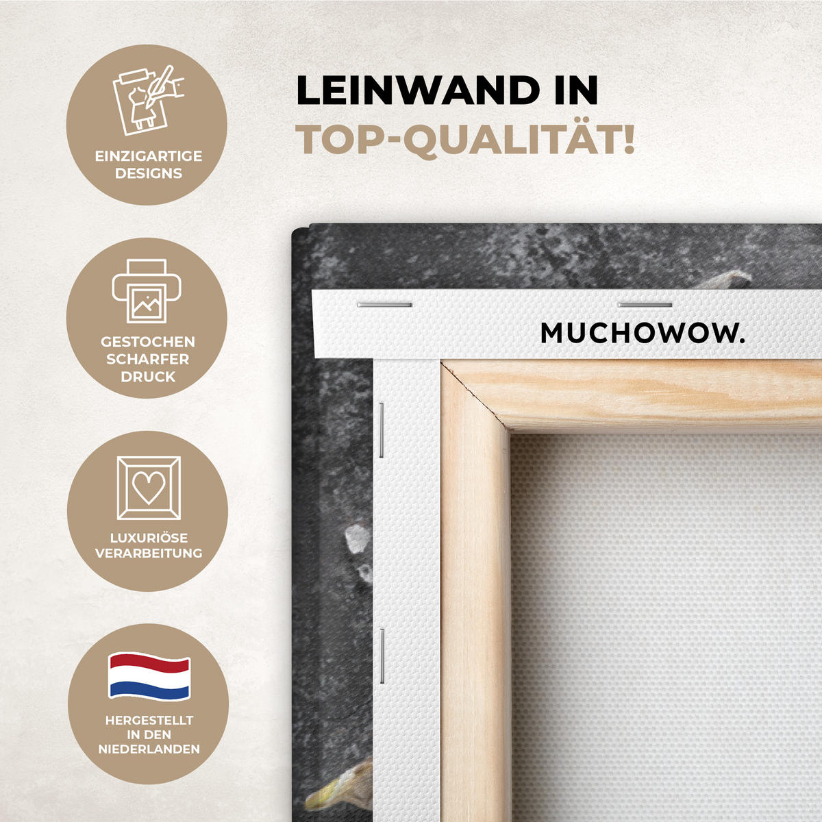 LEINWANDBILD Pfeffer - Kräuter - Gewürze - Beton Groß 140x90 cm - Dunkelgrau, Textil (140/90cm) - MuchoWow