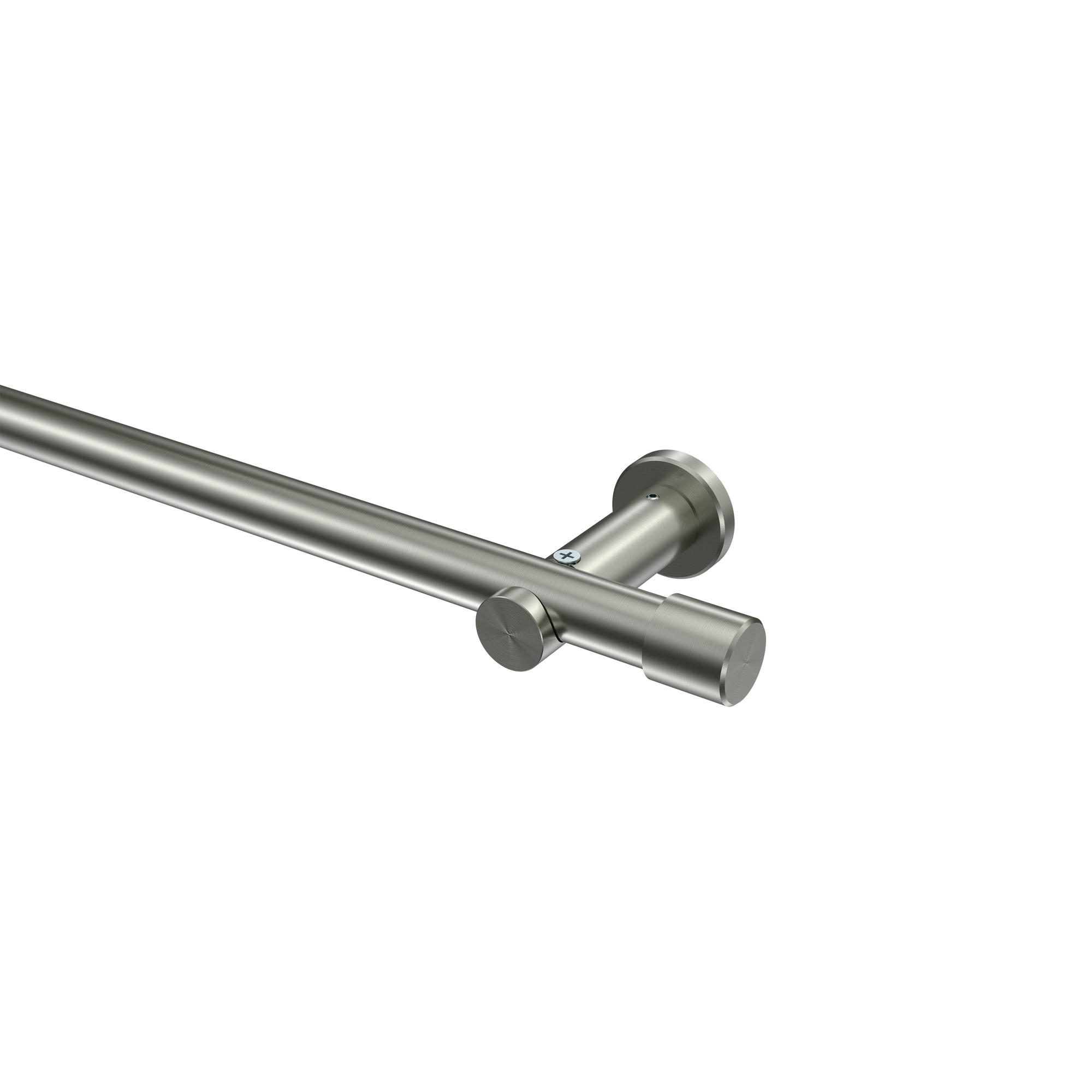 GARDINENSTANGEN-SET Platon Santo 420 cm (geteilt in 3 x 140 cm), 1-läufig (ohne Ringe), 20 mm Ø Edelstahl-Optik - Edelstahlfarben, Metall (420cm) - INTERDECO