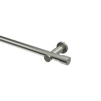 GARDINENSTANGEN-SET Platon Santo 120 cm, 1-läufig (ohne Ringe), 20 mm Ø Edelstahl-Optik - Edelstahlfarben, Metall (120cm) - INTERDECO