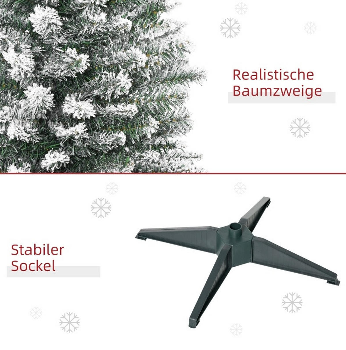 WEIHNACHTSBÄUME 55/55/180 cm weiß-grün aus Kunststoff ohne Beleuchtung - Weiß, Kunststoff (180cm) - OKWISH