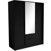 SCHRANK Schwarz NIKOLA Mit Spiegel Und Verstellbaren Regalen 150 cm - Transparent/Schwarz, Holzwerkstoff (150.5/200/51cm) - Sepro Meble