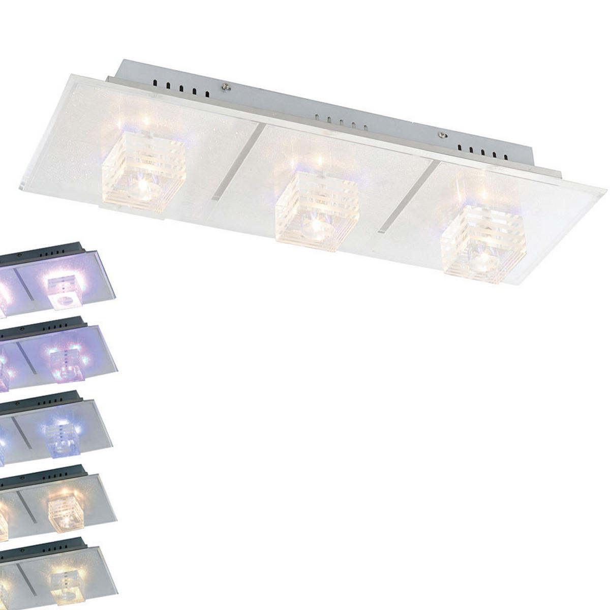 LED DECKENLEUCHTE Metall Silber ARCTIC - Silberfarben, Glas (59.5/20.5/12.5cm) - Globo Lighting
