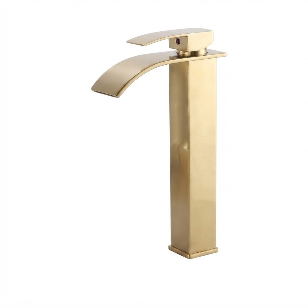 BADEZIMMERARMATUR, inklusive 80 cm Zulaufrohr, 30 cm hoch, goldfarben. - Goldfarben, Metall (37/7/21cm) - Vallsero