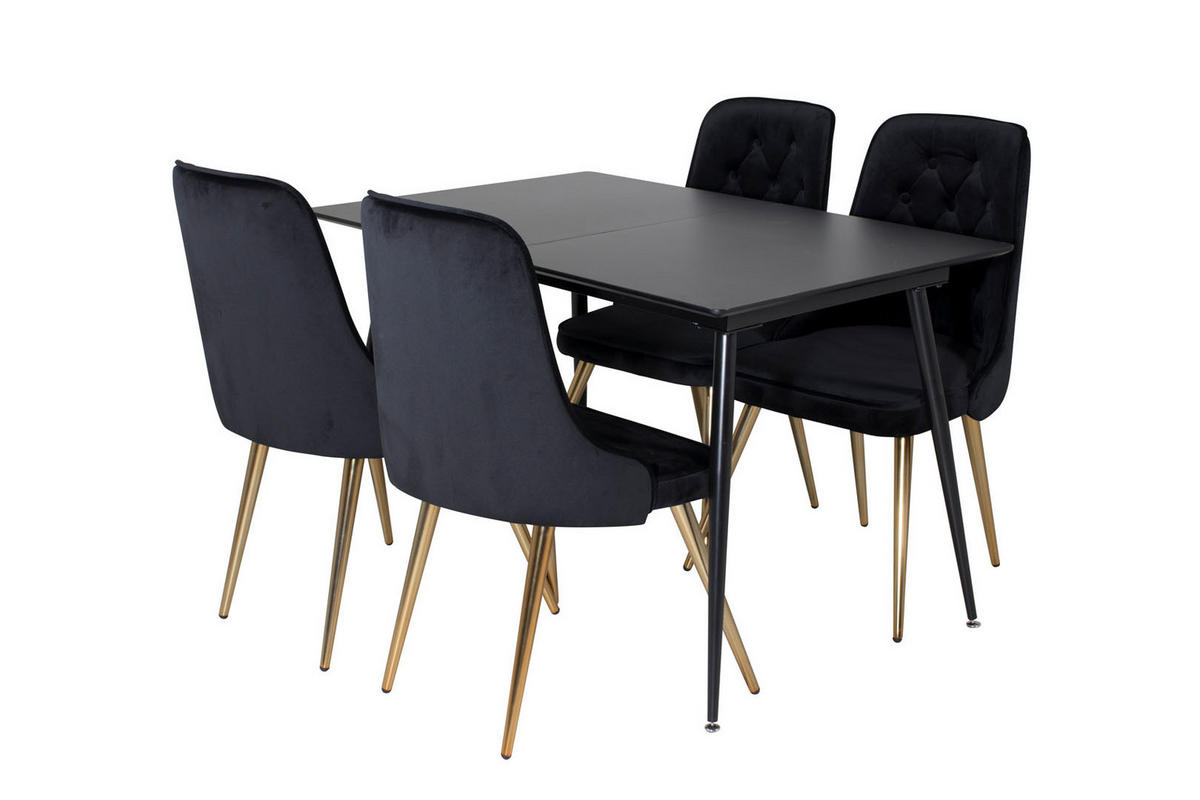 TISCHGRUPPE Schwarz - Goldfarben/Schwarz, Holzwerkstoff (90/76/120cm) - ebuy24