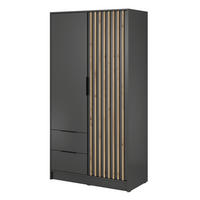 SCHRANK Grafit KELLY Zweitürig Mit Lamellen 105 cm - Graphitfarben, Holzwerkstoff (105/200/51cm) - Sepro Meble