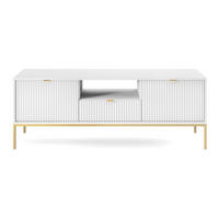 TV-SCHRANK Vellore Weiß mit goldenen Metallbeinen 154 cm - Goldfarben/Weiß, Holzwerkstoff/Metall (154/56/39cm) - Selsey