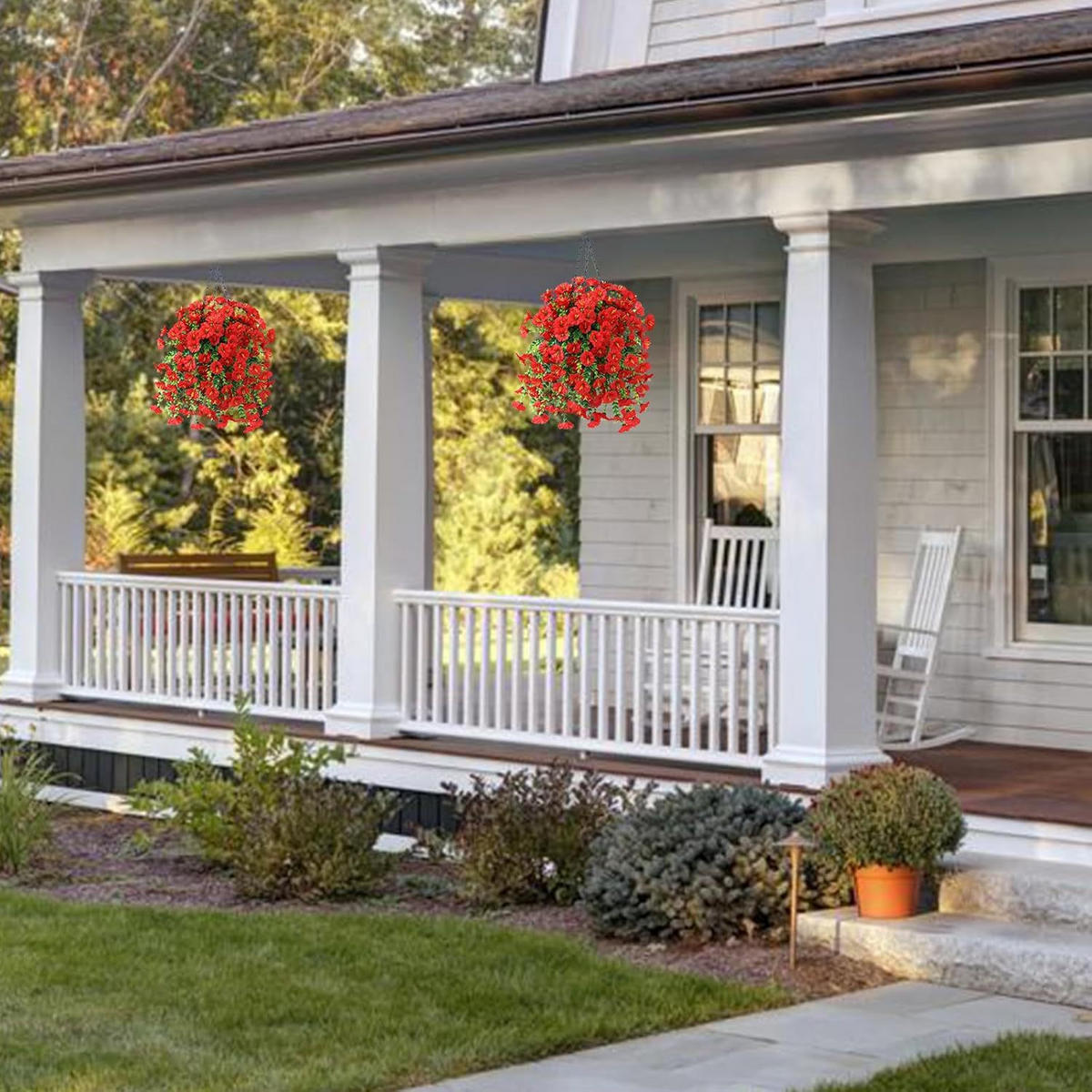 KUNSTBLUME 2 Stück Kunstblumen Veilchen Hängend - Orange, Kunststoff (75cm) - Kaket