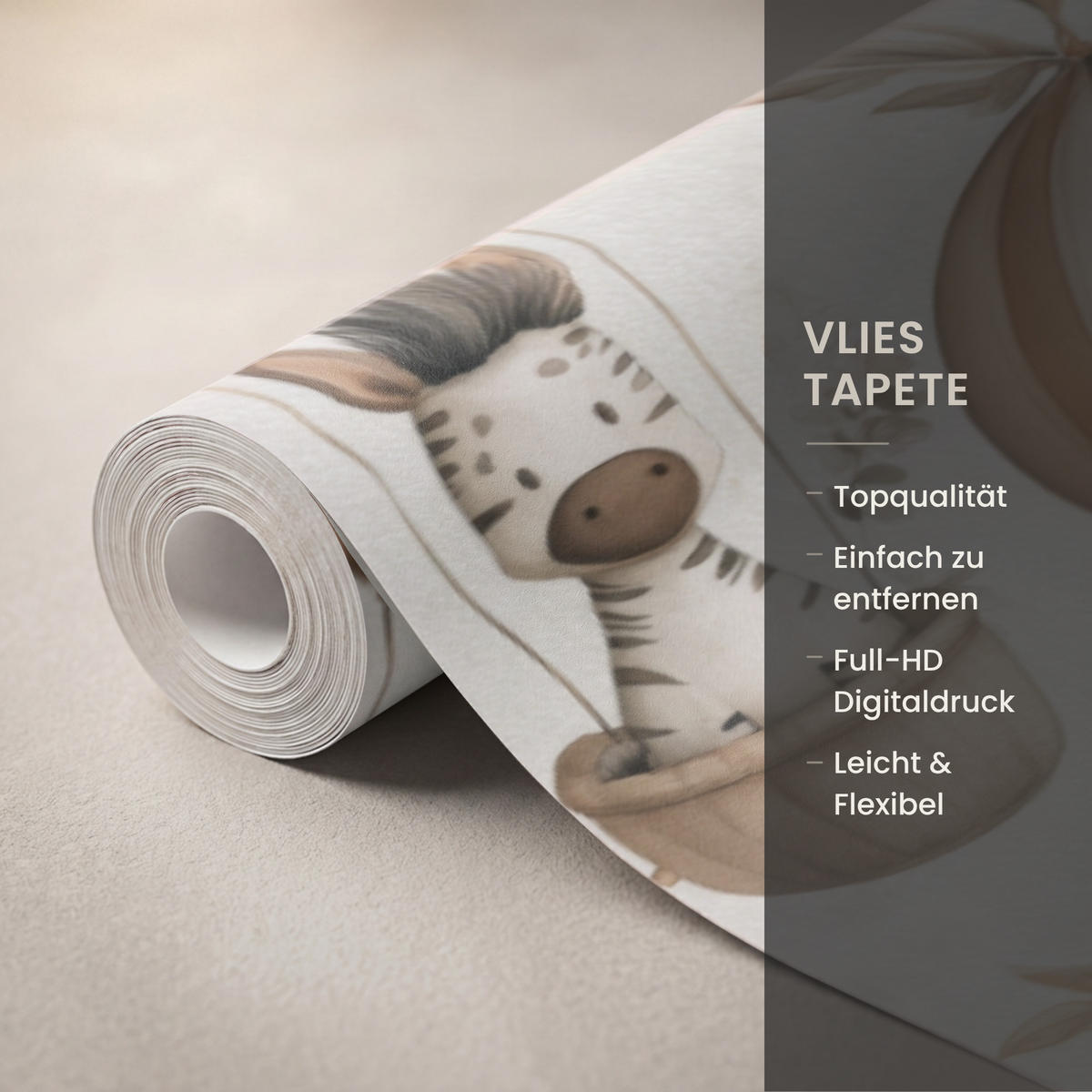 KINDERTAPETE - Safari - Heißluftballons - Taupe - 450x280 cm - Beige, Papier (450/280cm) - OnlyWow