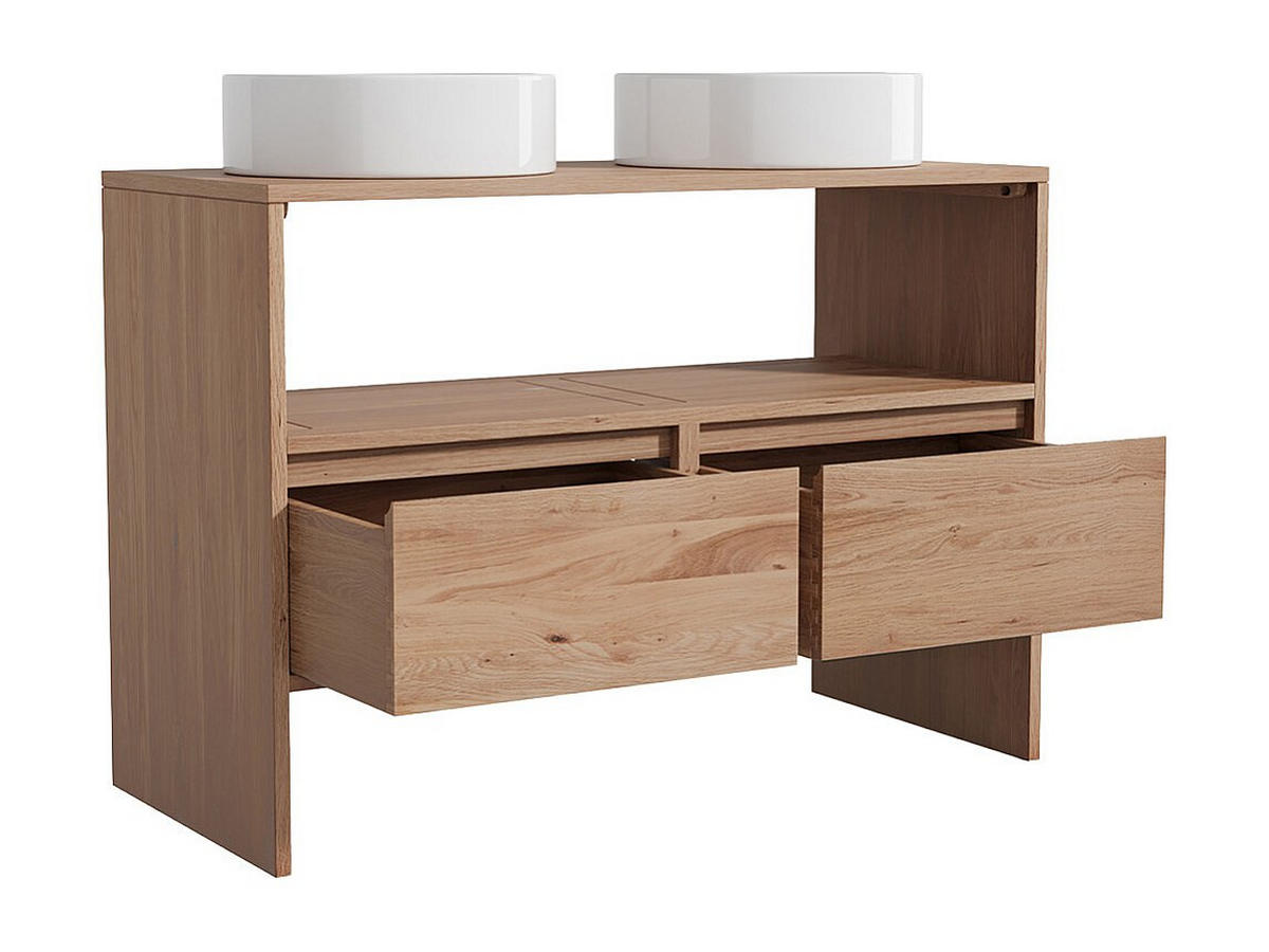 DOPPELWASCHTISCH - 110 cmcm x 50 cmcm - Holz, Platte - Naturfarben Hell - CAVIZO - Naturfarben, Holz (110/78/50cm) - Vente-Unique