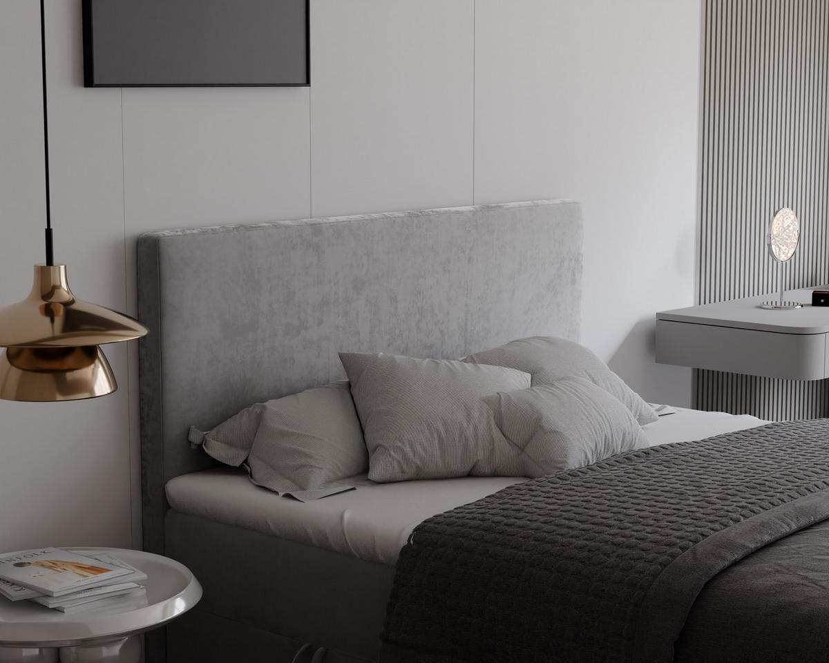 BOXBETT GIULIA 120/200 cm mit Matratze und Topper, Hellgrau - Hellgrau, Holzwerkstoff/Textil (120/200cm) - Idohome