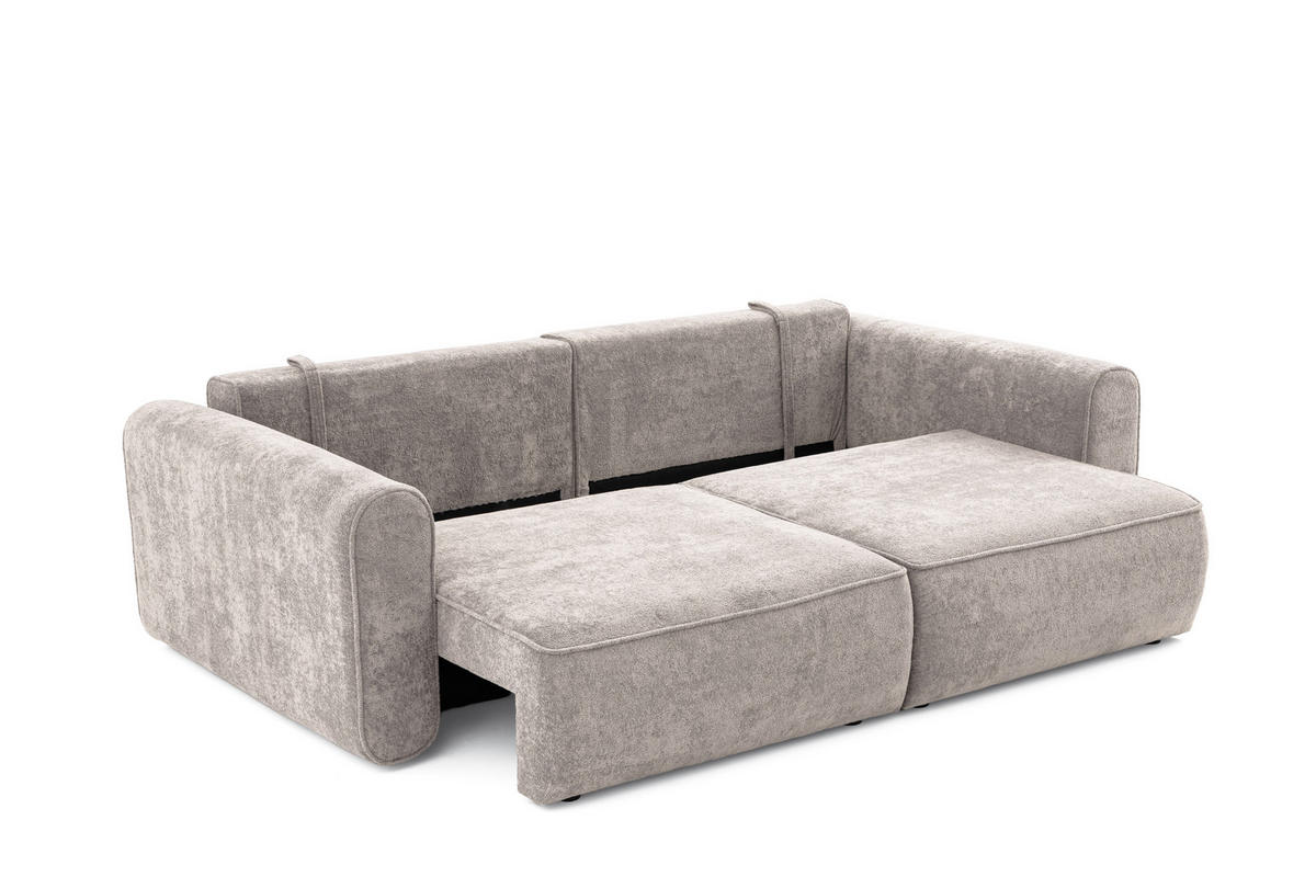 ECKSOFA Motion mit Schlaffunktion Funktional 3-sitzer Sofa - Hellgrau, Textil (250/120cm) - Muffo