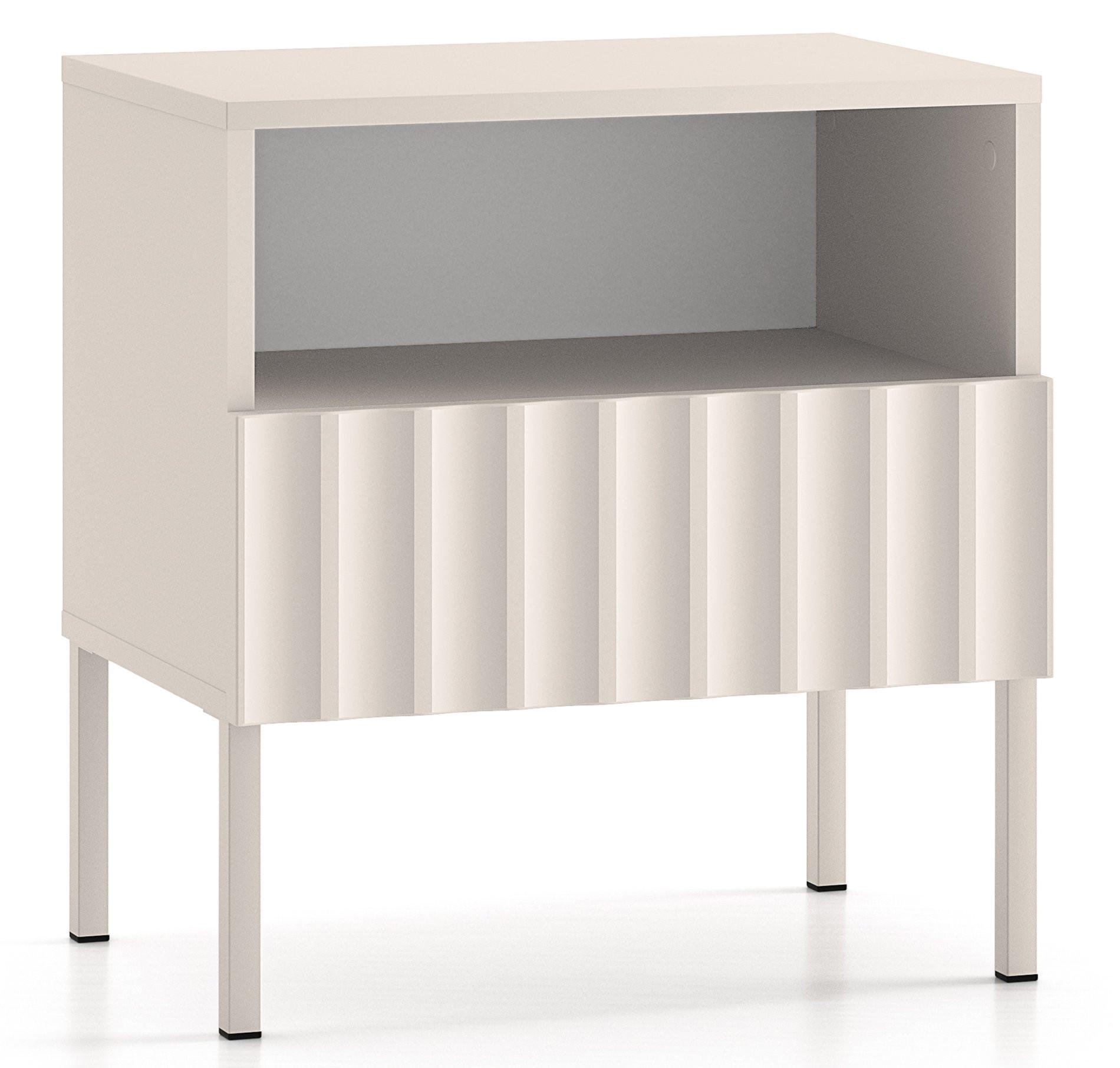 NACHTTISCH Derriva Hellbeige 50 cm - Ecru/Beige, Holzwerkstoff/Metall (50/53/35.2cm) - Selsey