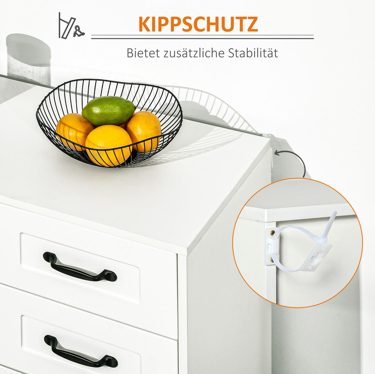 SIDEBOARD 105/40/76 cm weiß aus MDF mit 4 Schubladen - Weiß, Holzwerkstoff (105/76/40cm) - OKWISH