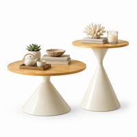 COUCHTISCH-SET aus MDF und Metall Ø70x40 & Ø50x55 cm Holzoptik/Weiß - Eichefarben, Metall (70/70/40cm) - IVMEU