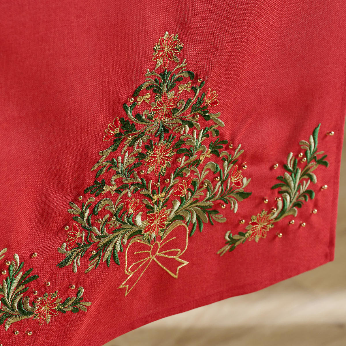 TISCHLÄUFER Bestickter NATAL, 40x180 cm, Rot, Weihnachten Deko Tischdecke, Christmas - Rot, Textil (180/40/1cm) - home&you