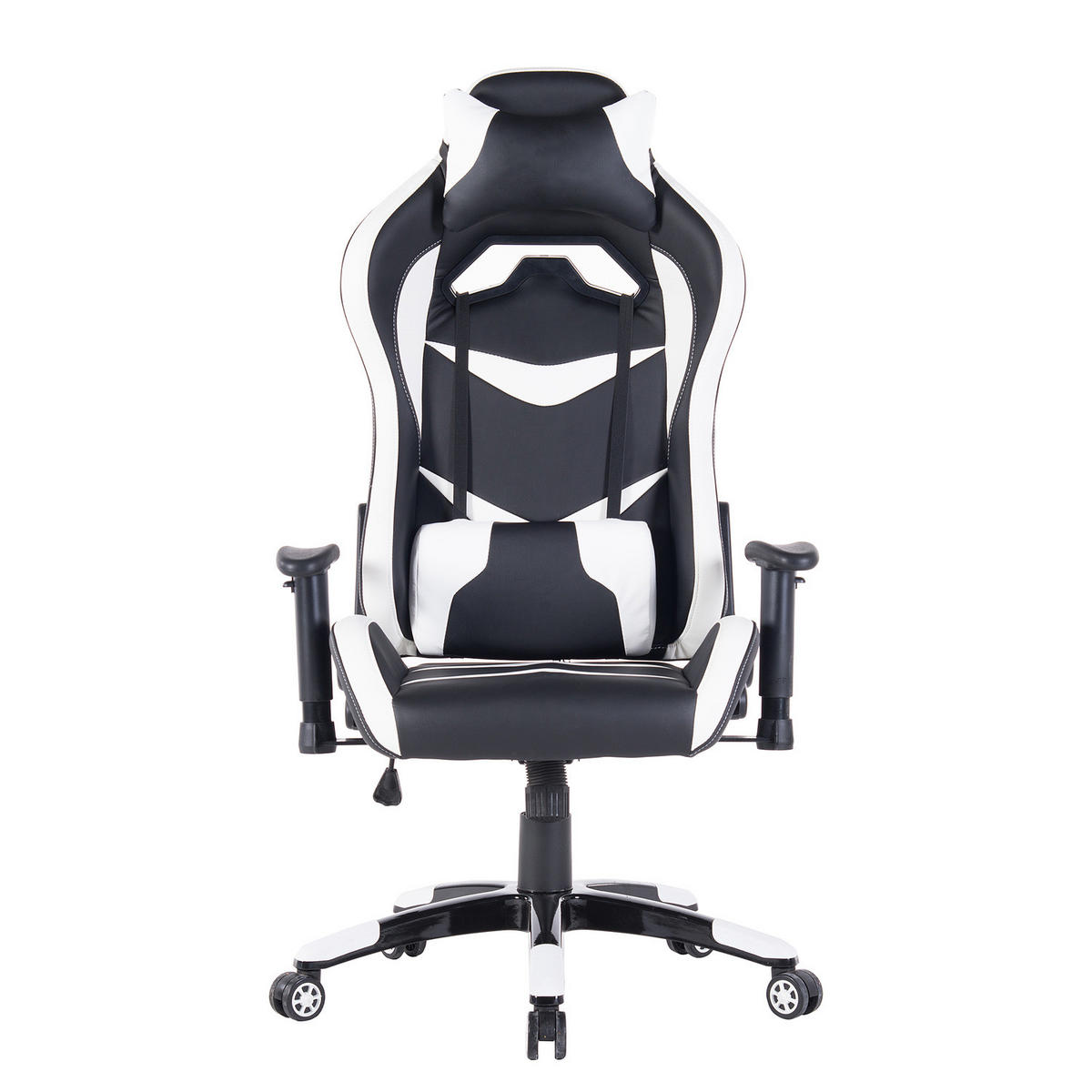 GAMINGCHAIR - Kunstleder - Schwarz / Weiß - Schwarz/Weiß, Kunststoff/Metall (68/126/59cm) - home24