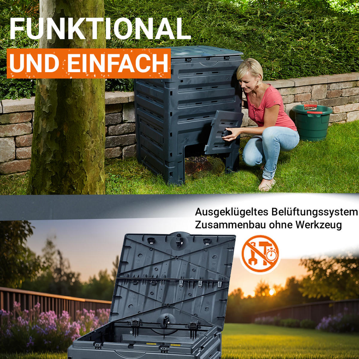 KOMPOSTER 300 L, schwarz - Schwarz, Kunststoff (60/90/60cm) - GARANTIA