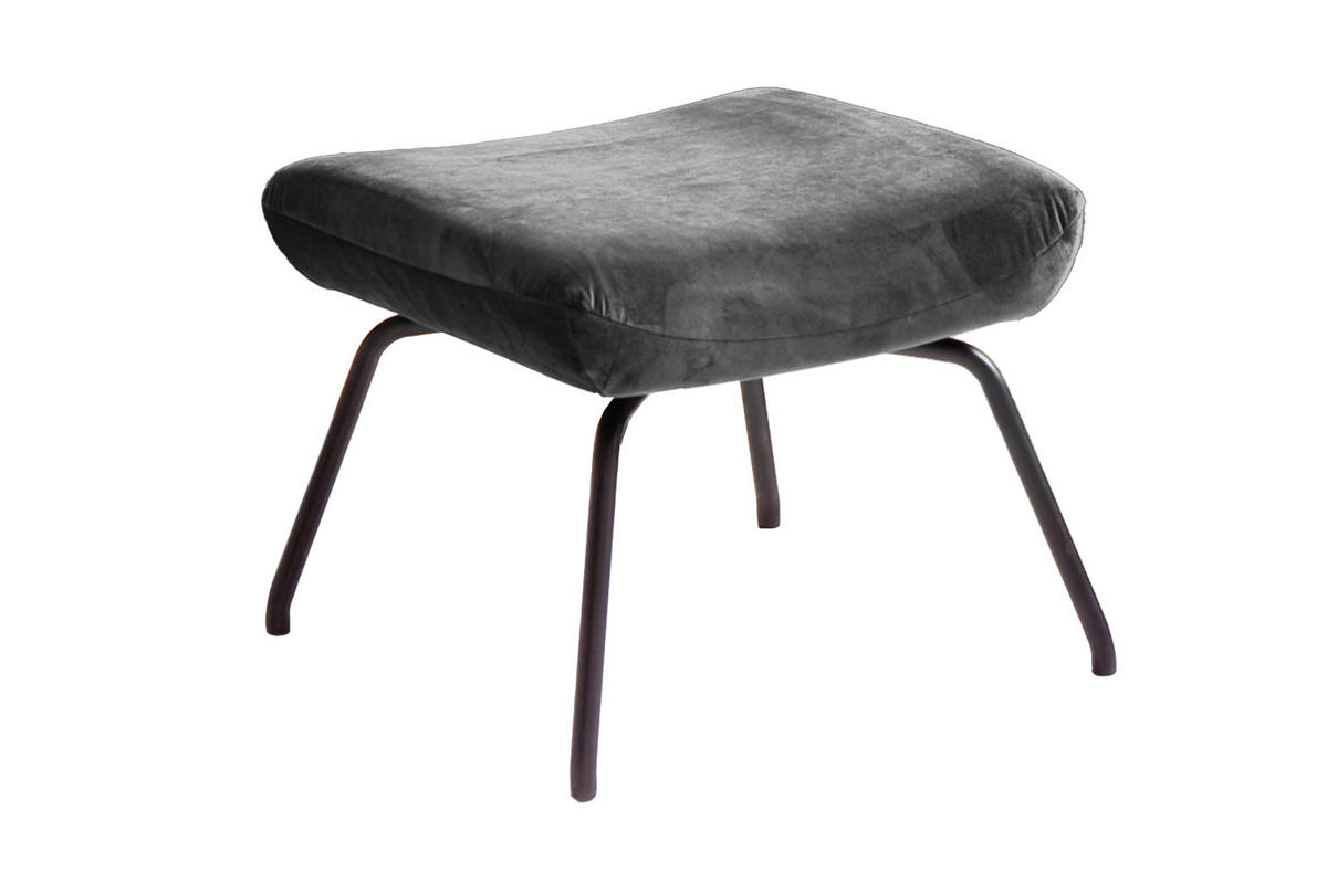 HOCKER LOTTE Grau Velvet - Grau, Textil/Metall (57/44/52cm) - KAWOLA