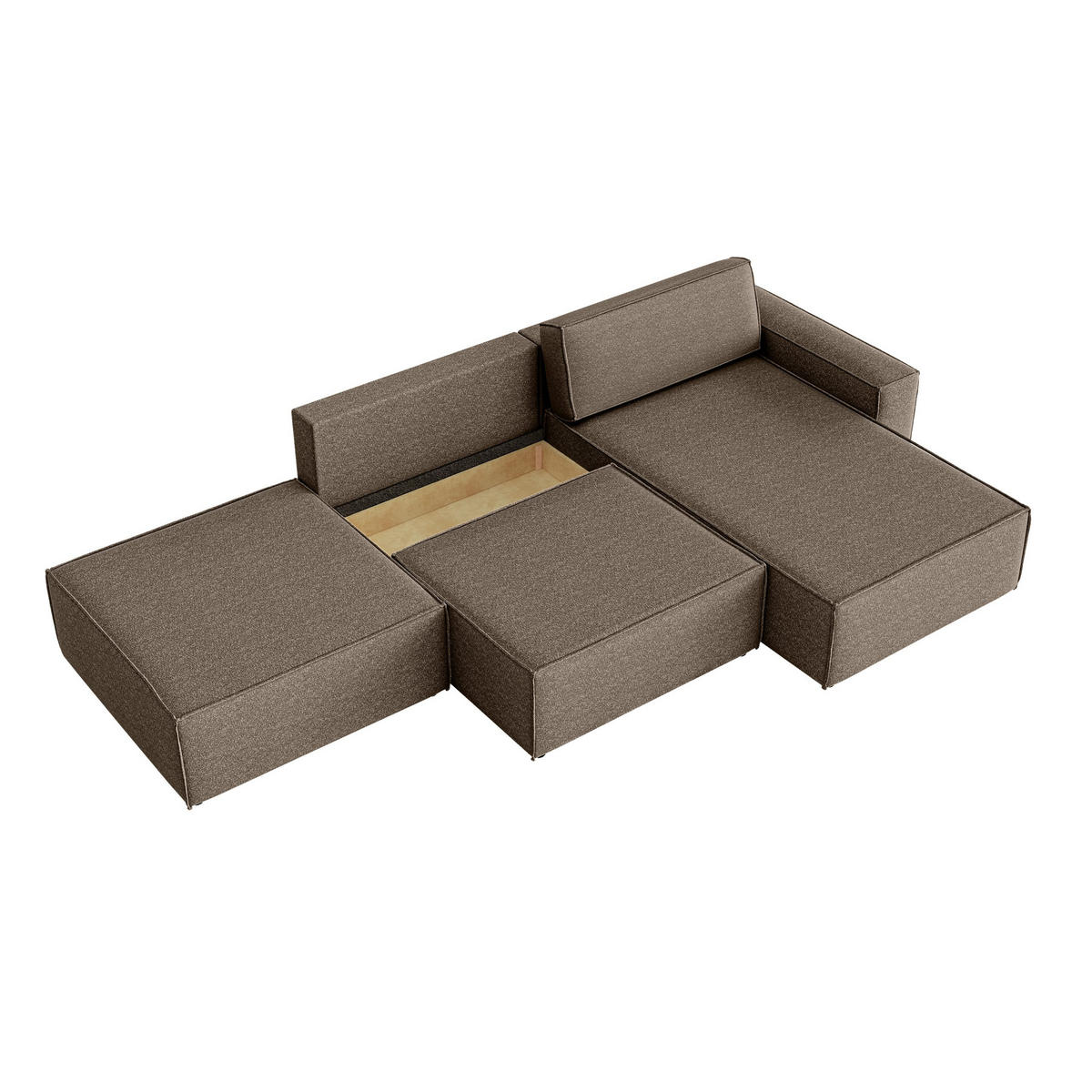 ECKSOFA Lummo Re mit Schlaffunktion, Braun - Braun, Textil (323/185cm) - Fedve