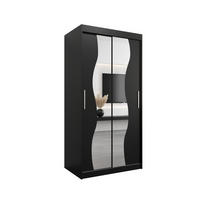 SCHWEBETÜRENSCHRANK 200/100/62 2-türig - Silberfarben/Schwarz, Holz/Kunststoff (100/200/62cm) - MÖBEL KRYSPOL