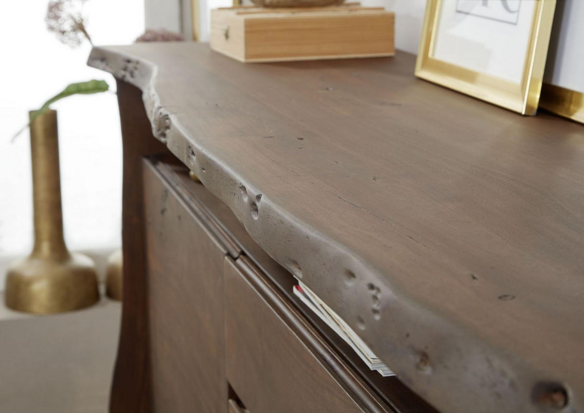 SIDEBOARD Akazie210x45x96 braun lackiert PURE ACACIA #801 - Braun, Holz (210/96/45cm) - Massivmoebel24