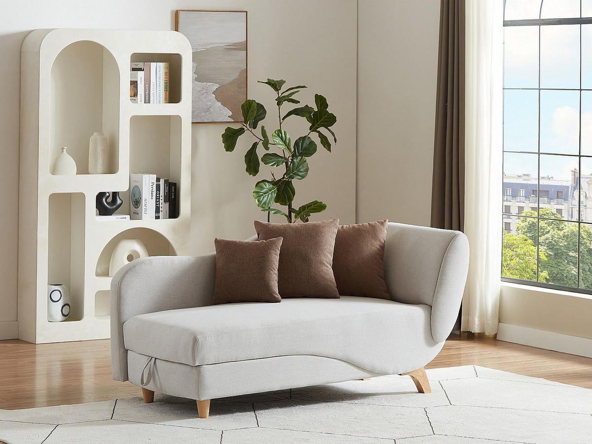 RECAMIERE mit Schlaffunktion - 1 -Sitzer - Polyester - beige - PENELOPE - Beige, Textil (160/81/80cm) - Vente-Unique