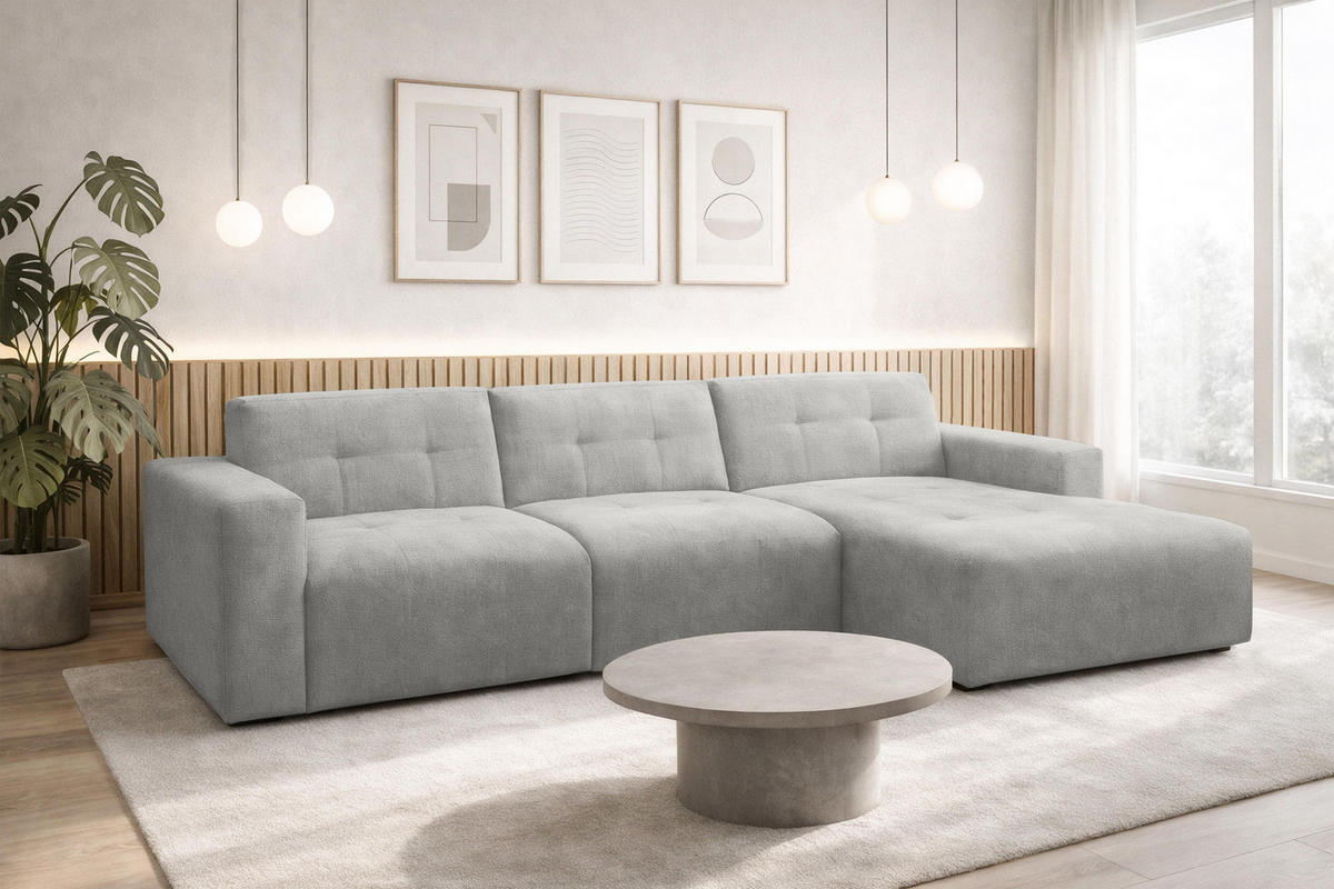ECKSOFA L Form Corlu Grau 310/165/78 cm – stilvolle kleine Eckcouch Rechts - Schwarz/Grau, Kunststoff/Textil (165/310cm) - AX Living
