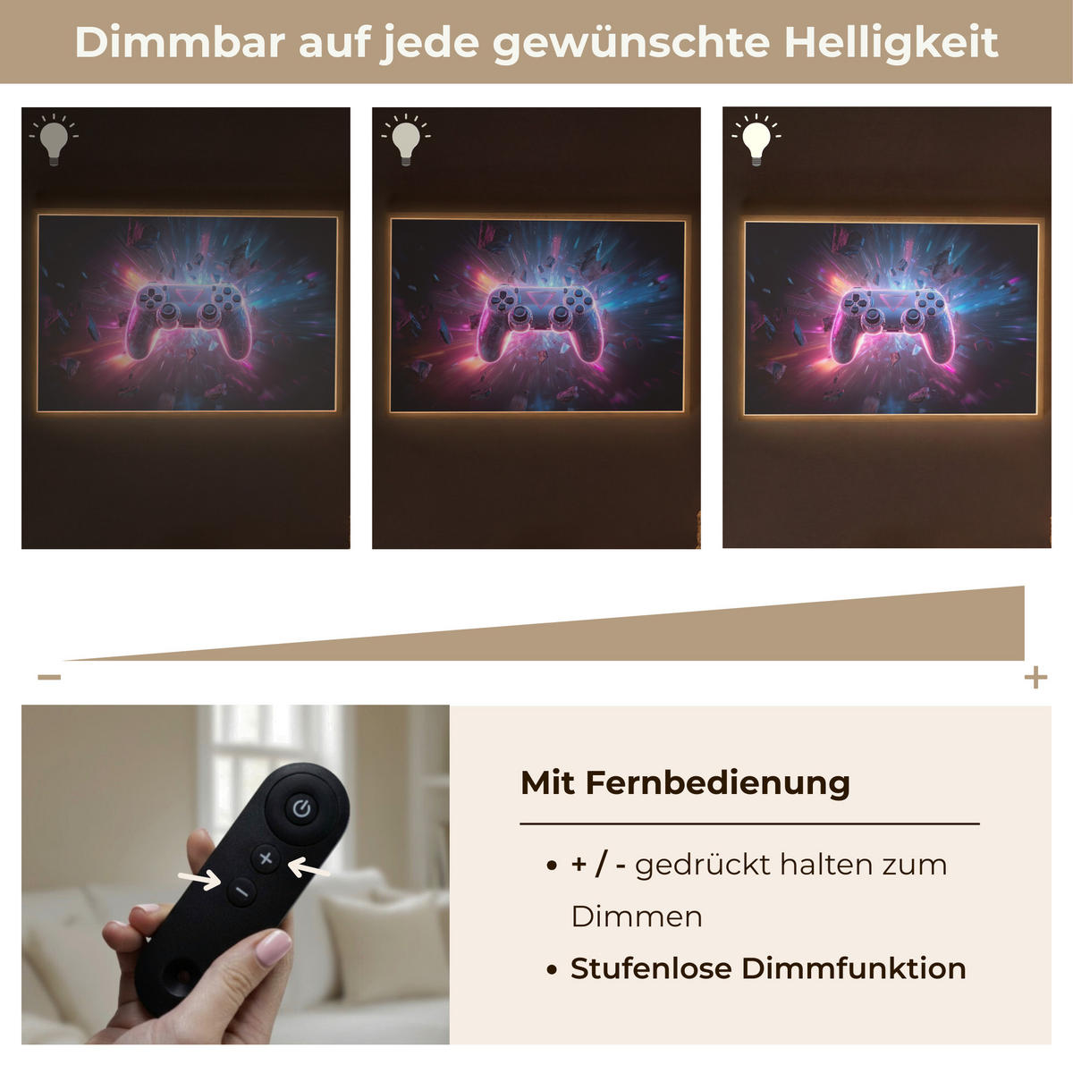 NÁSTĚNNÁ LAMPA S AKUMULÁTOREM Controller - Neon - Explosion - Abstraktní 100x70 cm - fialová, kompozitní dřevo (100/70/8cm)