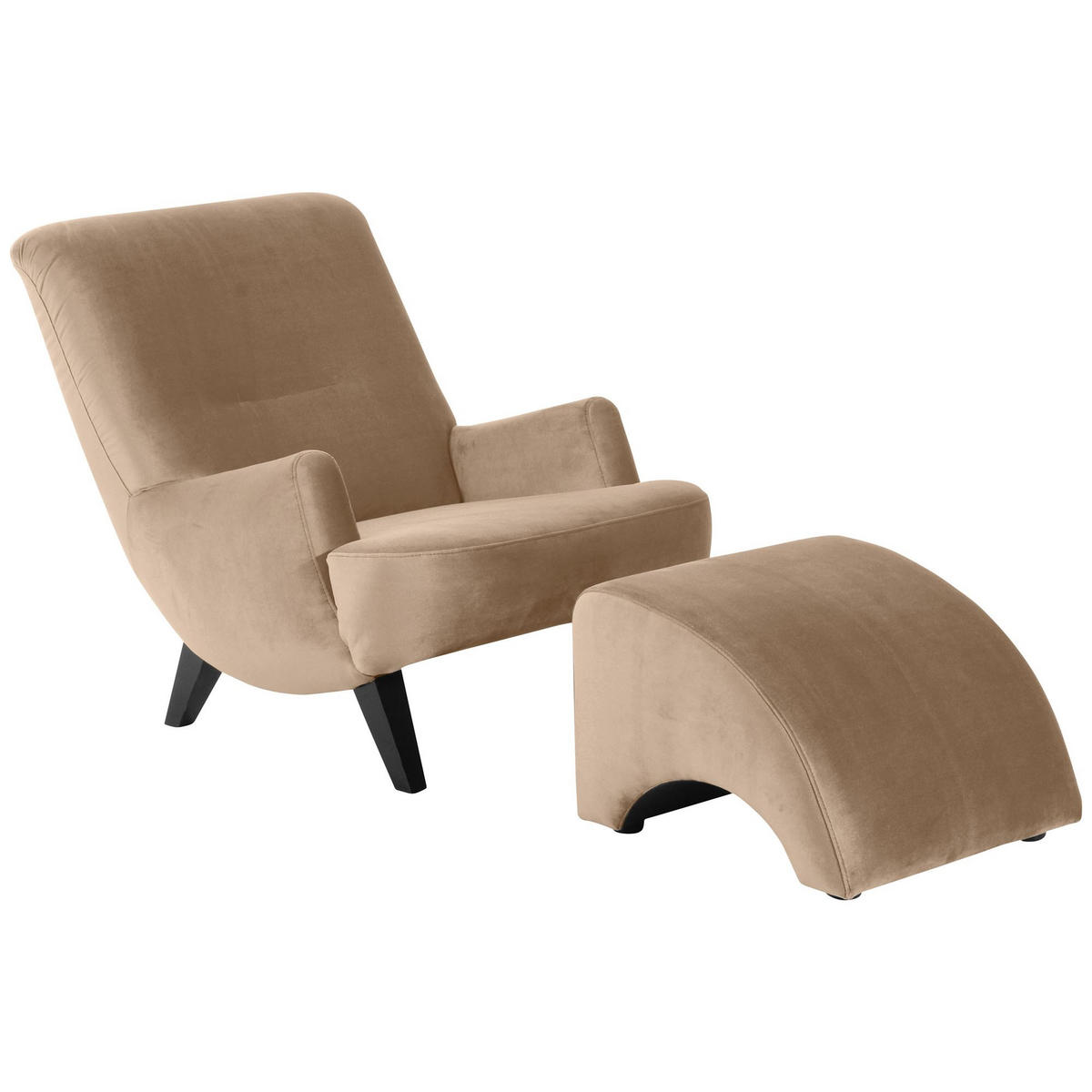 POLSTERHOCKER Kajsa Samtvelours sand - Sandfarben, Kunststoff (52/37/54cm) - 58aufmkessel
