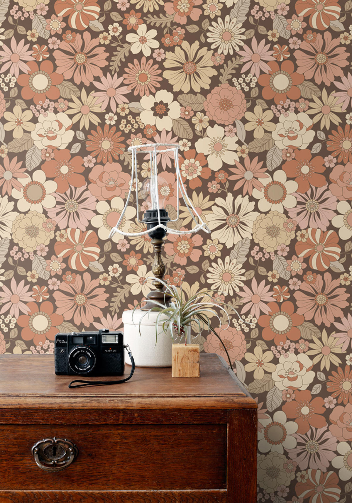 TAPETE Retro Blumen 53 cm x 10.05 m - Pink, Papier (53/1000cm) - ESTAhome