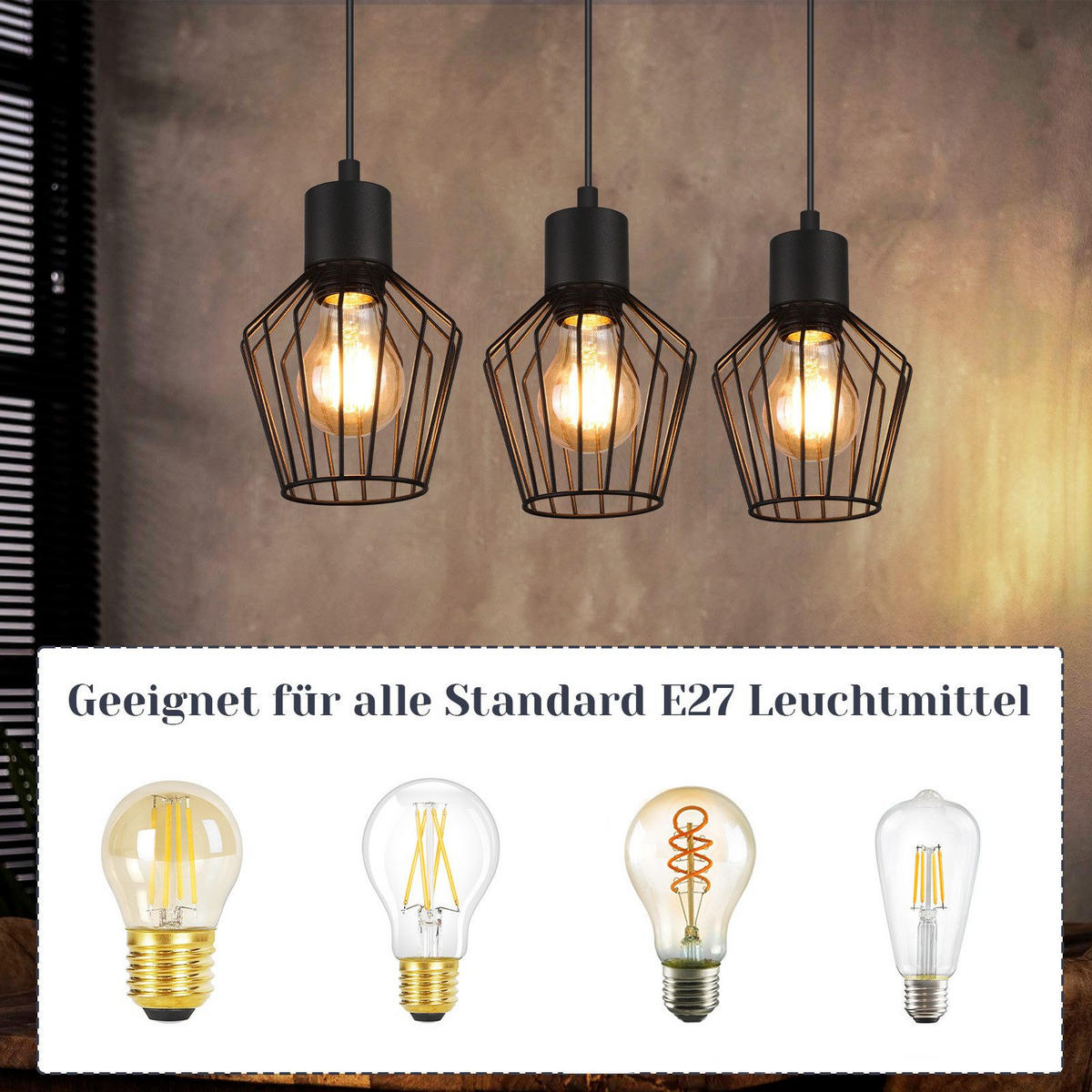 HÄNGELEUCHTE Franz 1-flammig 12/12/173 cm - Schwarz, Metall (12/12/173cm) - Nettlife