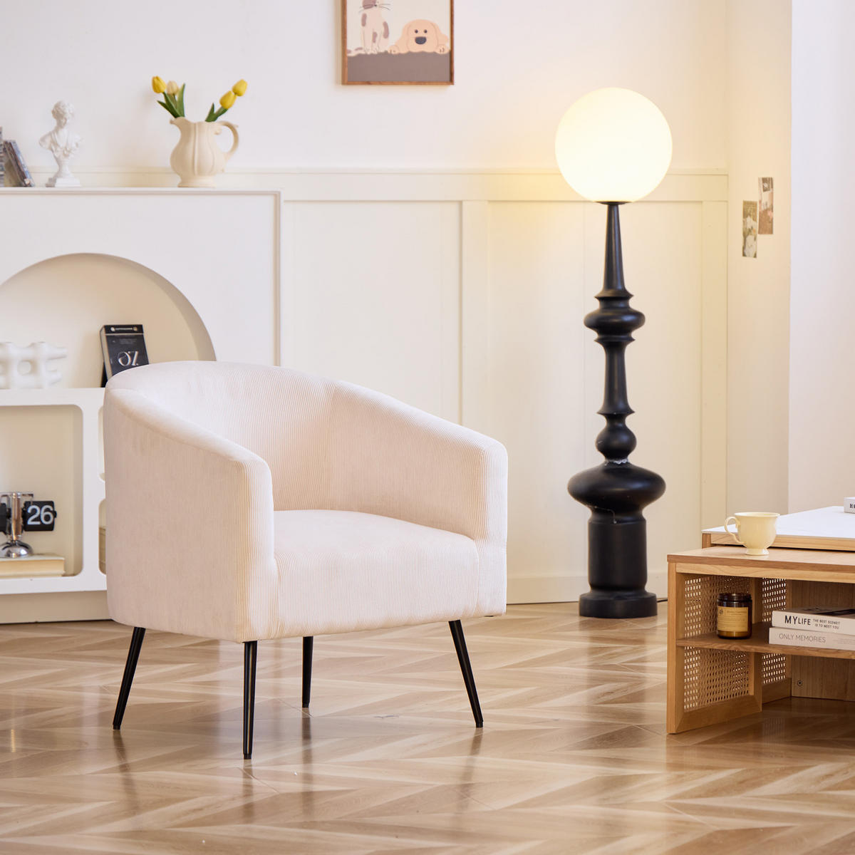 SESSEL Cordsamt Beige - Beige, Textil (75/76/65cm) - Nordlys