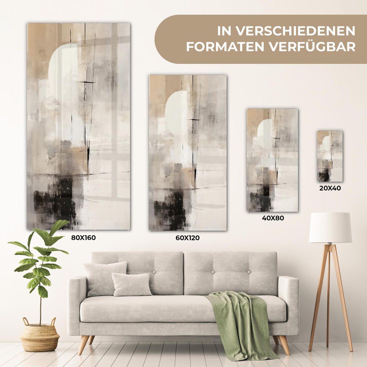 OBRAZ NA AKRYLOVOM SKLE Abstraktné - Umenie - Sivé 60x120 cm - svetlosivá, sklo (60/120cm) - MuchoWow
