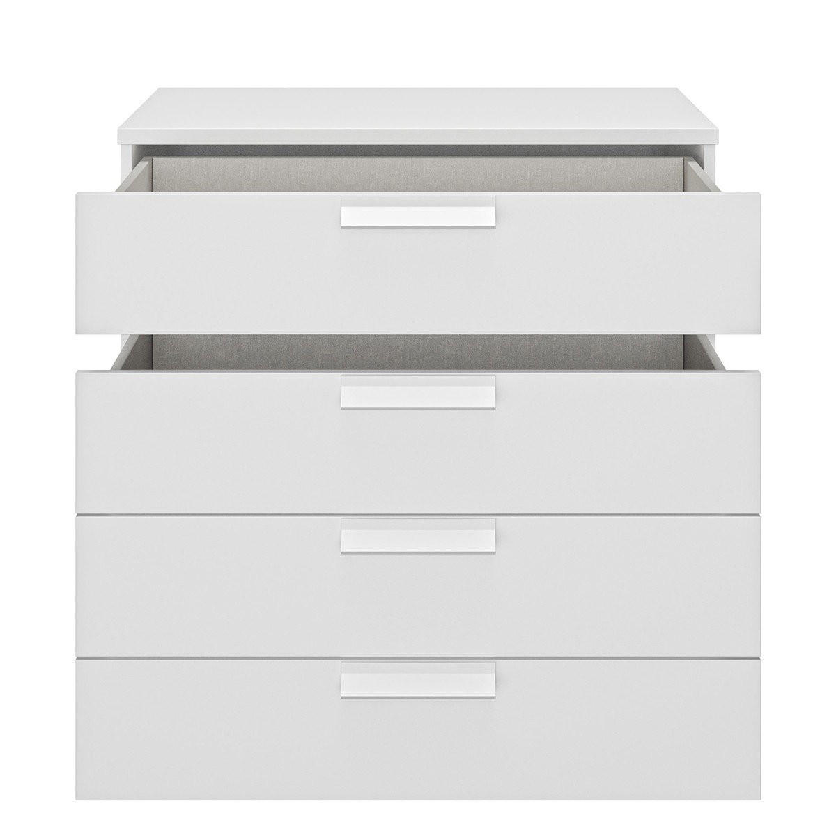 KOMMODE 4 Schubladen Cyrus - Französische Herstellung - 81/45/81 cm - Weiß, Holzwerkstoff (45/81/81cm) - Calicosy