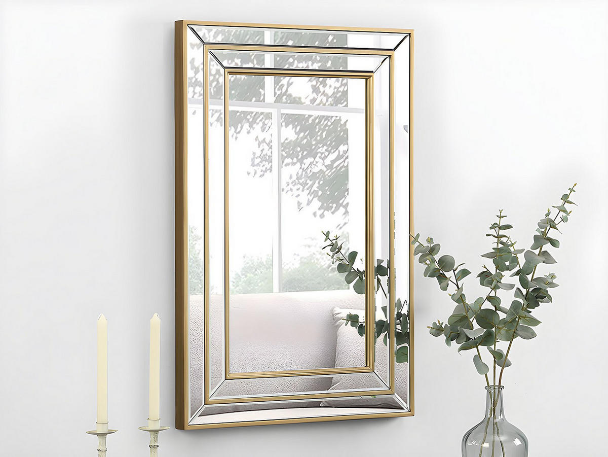 WANDSPIEGEL - 60 cm x 1 cm - Holz, Platte - Goldfarben - BAKOU - Goldfarben, Holz (60/90/1cm) - Vente-Unique