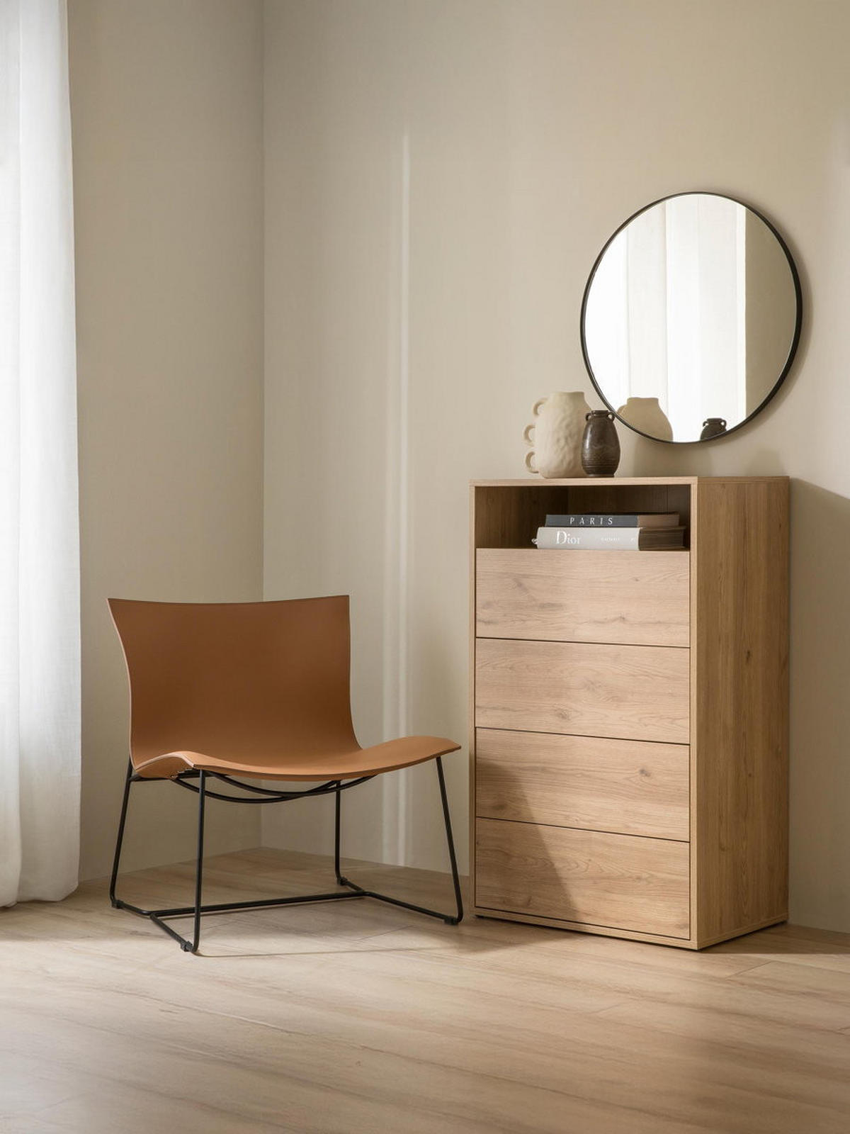 KOMMODE Hegas Natur 63.5 cm x 105.3 cm - Braun, Holzwerkstoff (63/105/40cm) - Kenay Home