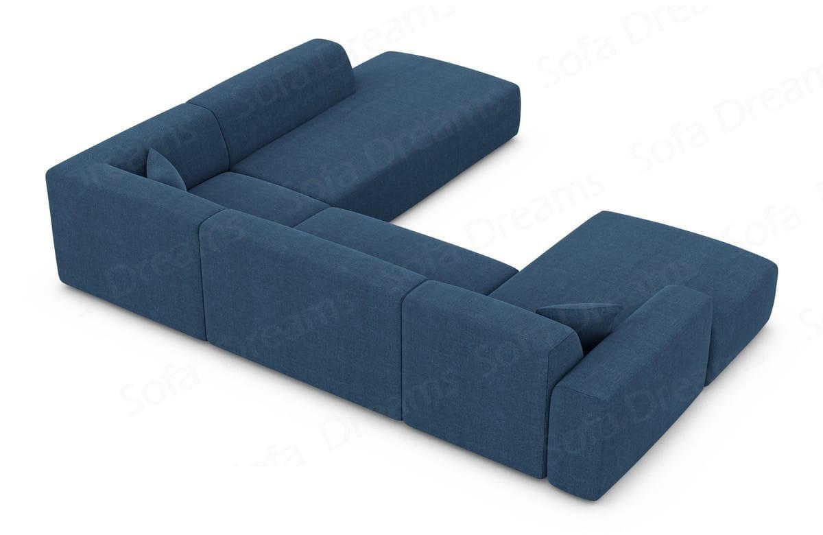 WOHNLANDSCHAFT Genova Blau Strukturstoff - Blau, Kunststoff (326/70/263cm)