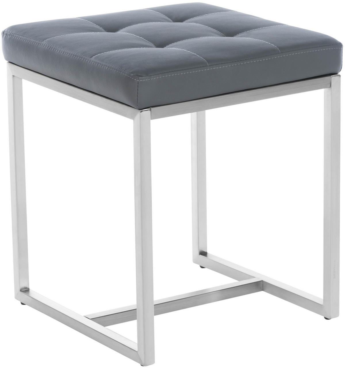 SITZWÜRFEL 2er Set Lederlook grau - Edelstahlfarben/Grau, Textil/Metall (40/48/40cm) - CLP