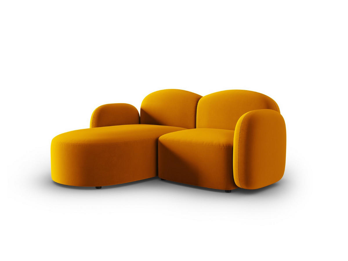 ECKSOFA links Blair aus Samt gelb 3 Sitzplätze - Gelb, Textil (155/194cm) - Micadoni