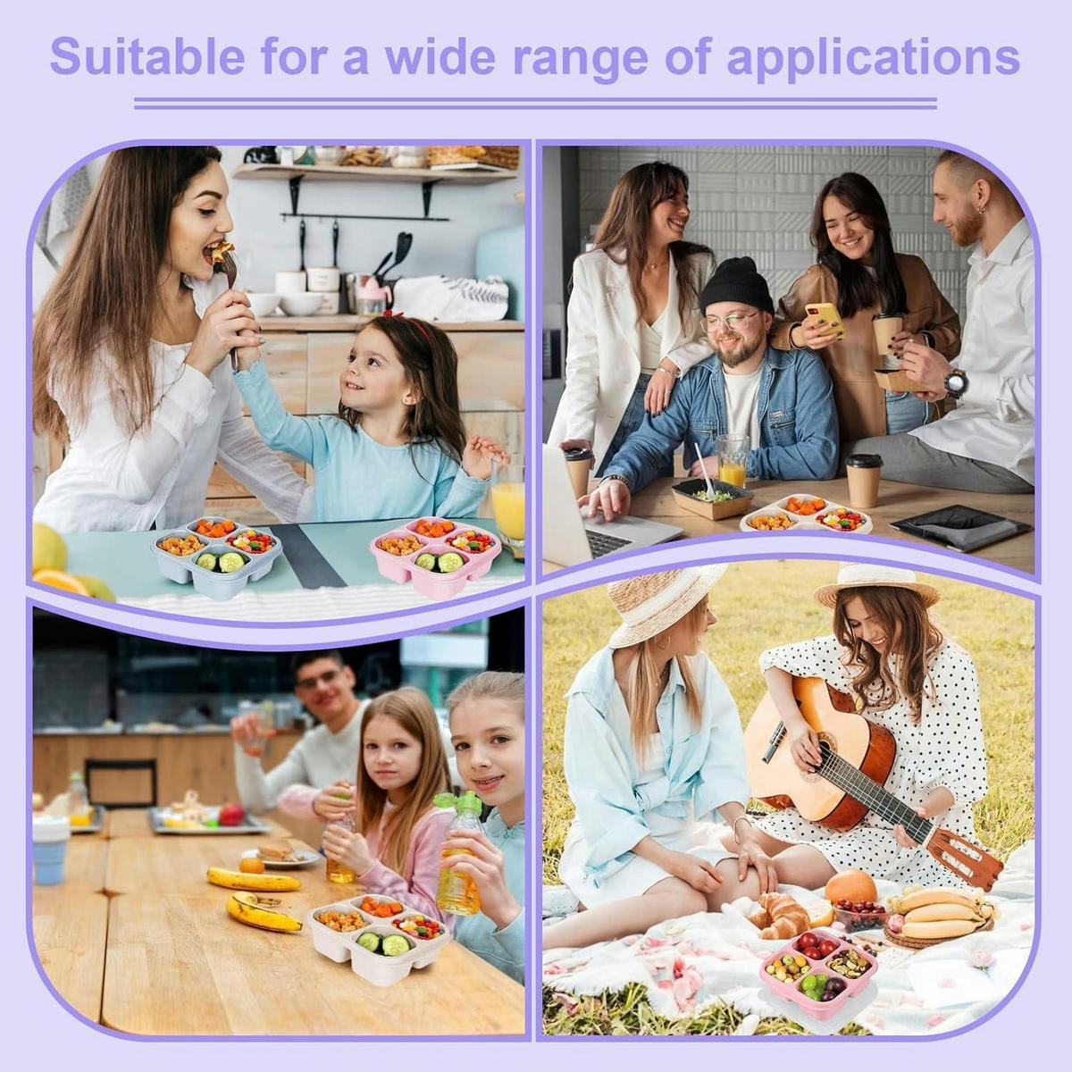 SNACKBOX 4-teiliges Set mit Fächern - Multicolor, Kunststoff (15.2/5.5/17cm)