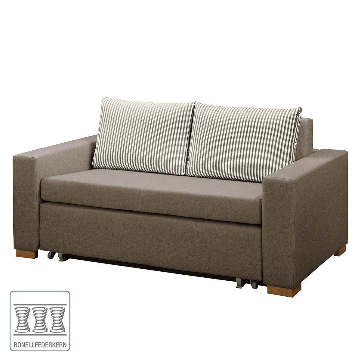 SCHLAFSOFA - Taupe/Hellbraun, Textil (153/90/90cm) - home24