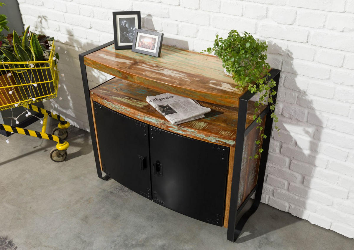 KOMMODE Altholz 100x43x90 mehrfarbig lackiert INDUSTRIAL #41 - Multicolor, Holz (100/90/43cm) - Massivmoebel24