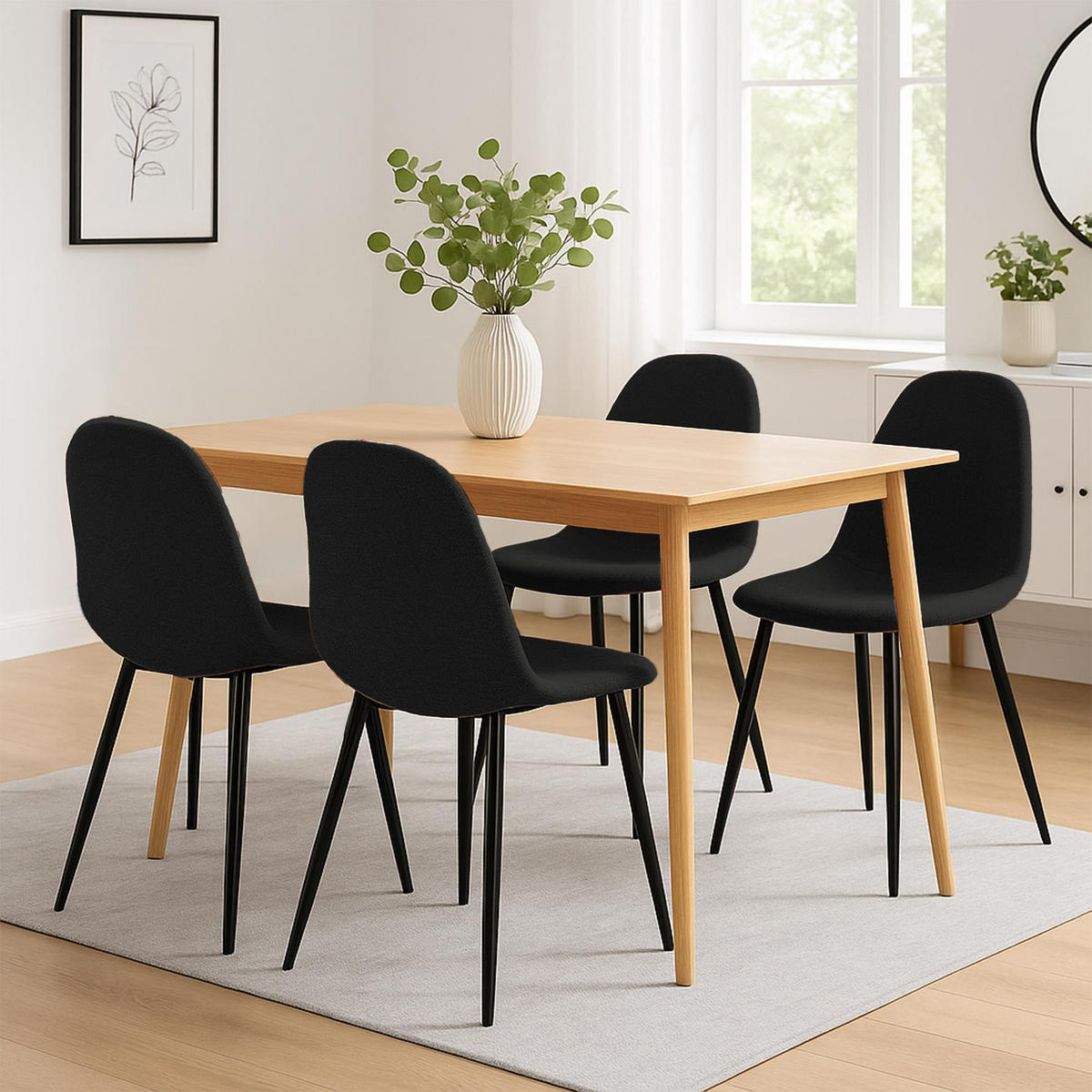 STUHL 4er Set Stoff Schwarz - Schwarz, Textil/Metall (44/88/51cm) - CLP