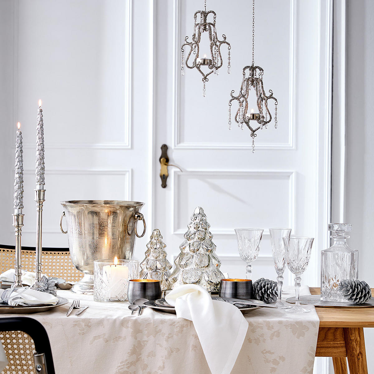 TEELICHTHALTER Royal Lights - Silberfarben, Glas (20cm) - Butlers