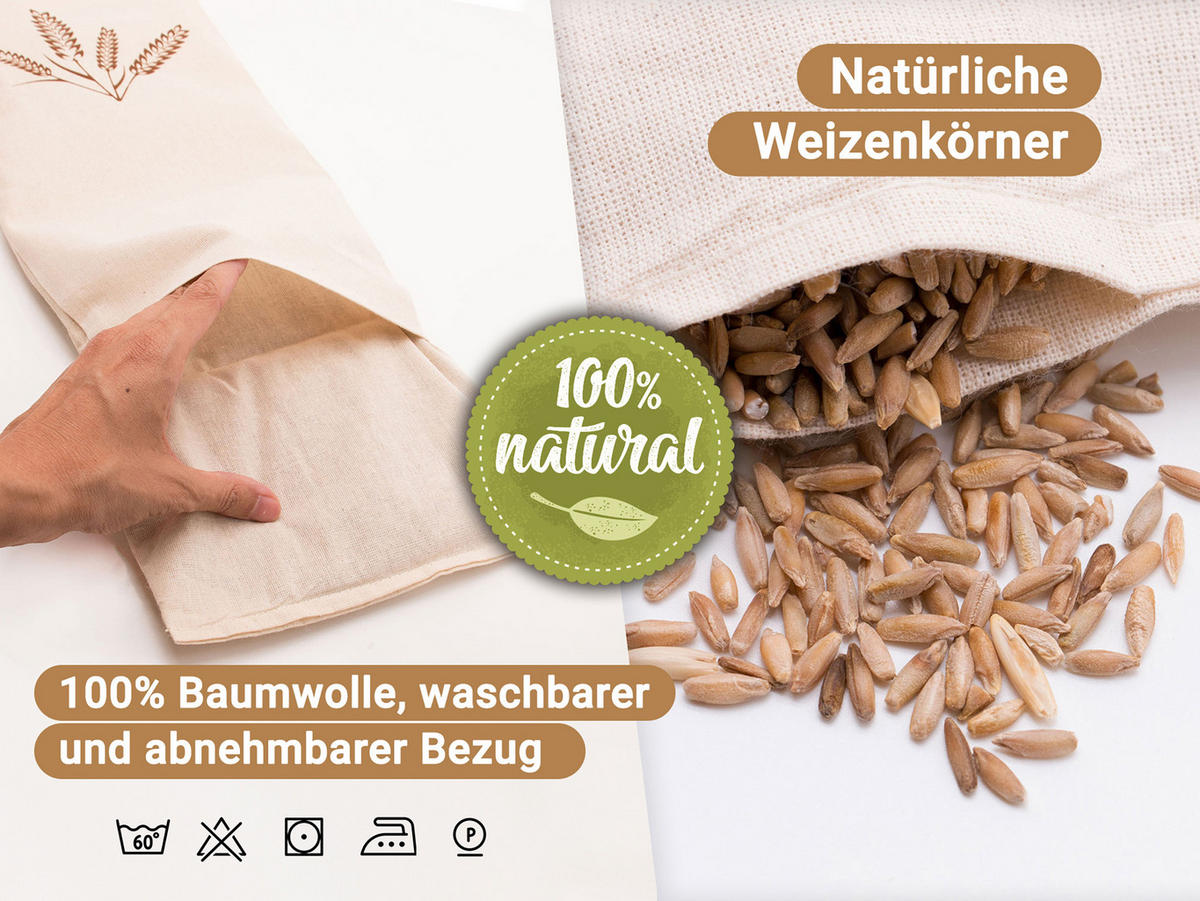 WÄRMEKISSEN, 21x21 cm, 100% Baumwolle, Weiß - Beige, Textil (21/2/21cm) - Zollner