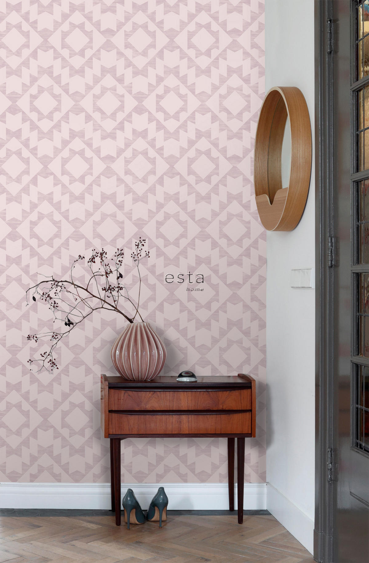 TAPETE Marrakescher Aztec-Teppich 53 cm x 10.05 m - Lila, Papier (53/1000cm) - ESTAhome