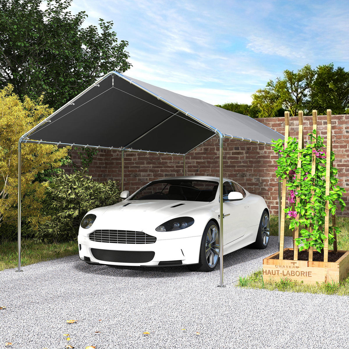 AUTOUNTERSTAND DE-12567 6x3 m mit Doppeldach Grau - Grau, Metall (290/260/595cm) - ComfortXL